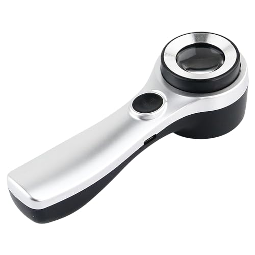 10X Optical Magnifying Glass with Light, Scale, Measure Scale for Jewelry - color: Rechargeble Optical Magnifier With Led