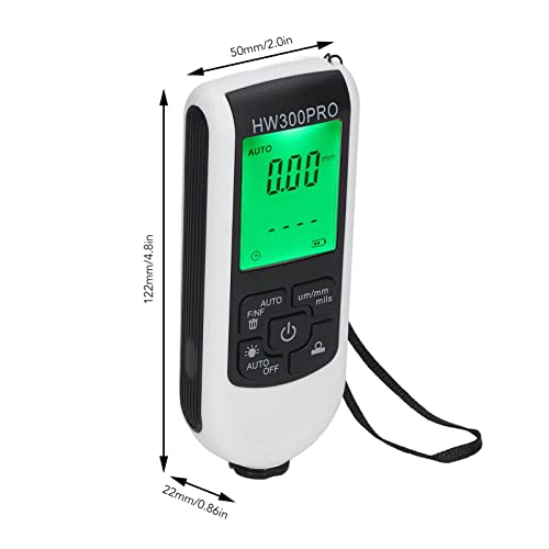 2024 Paint Thickness Gauge, Digital Coating Paint Depth with Portable Rope, Paint Thickness Meter Automatic Shutdown Function Paint Coating Meter for Outdoor (White) - color: White