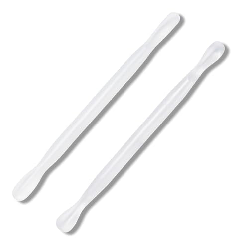 2Pcs Plastic Cuticle Pusher, Dual-end Dead Skin Nail Pusher, Gentle Plastic Pusher, Gel Polish Remover Tool, Manicure and Pedicure Tool, White - color: White