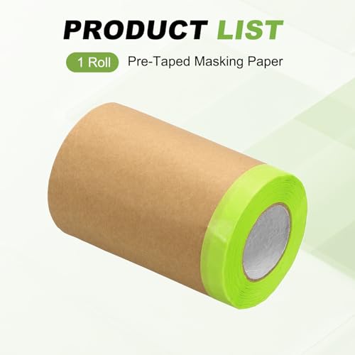 HARFINGTON Pre-Taped Masking Paper 8 in x 49 FT Green - color: Green, size: 8 IN x 49 FT