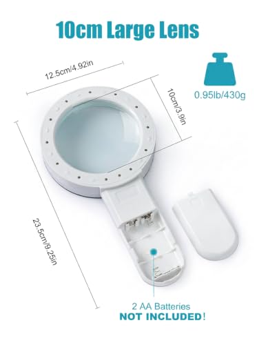Magnifying Glass with Light - 30X Handheld Magnifying Glasses, 13LED Light, Illuminated Reading Magnifier for Seniors, Lighted Magnifier with UV Inspection