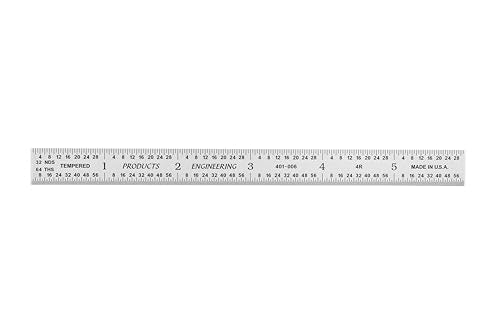 PEC Tools 6" Metal Ruler, Flexible, 4R Graduation, Precision Measuring Tool - color: Carbon Steel-Flexible, size: 6"
