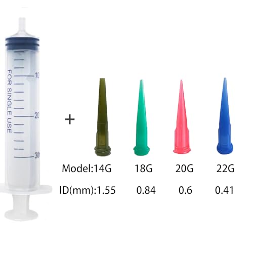 14GA Tip Tapered Plastic Dispensing Needles 110pcs Precision Glue Applicator Tips for Industrial, Craft DIY Projects Durable for Consistent Flow - size: 14GA