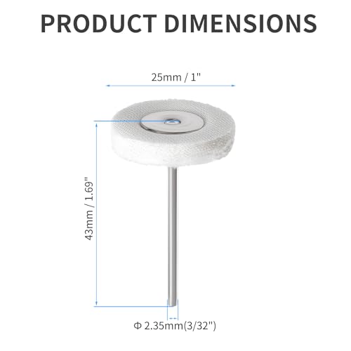 12PCS 25mm White Cloth Buffing Wheel, 3/32"(2.35mm) Shank - style: White Cloth