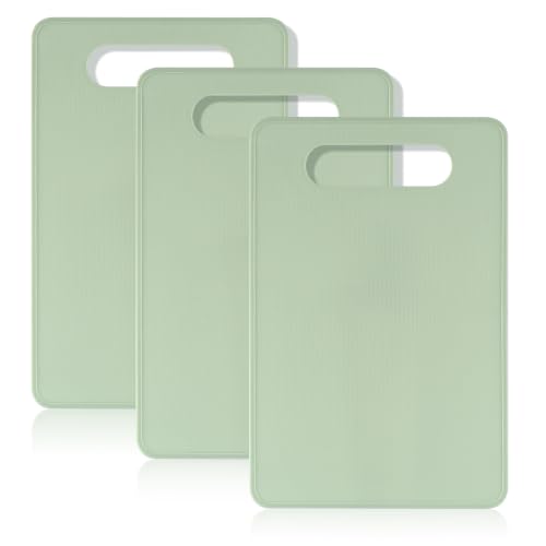Luckyiren 3 Pack Small Plastic Cutting Board Set, Sage Green Chopping Mats - color: Sage Green; 3 Pack