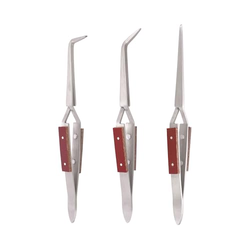 3pcs Soldering Tweezers Set Jewelry welding tweezers Cross Lock Tweezers for Jewelry Making 45° & Straight + 90° Angled Solder Tweezers