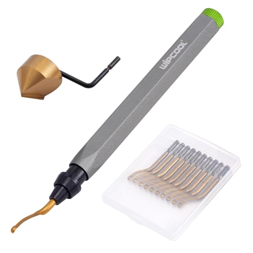 WIPCOOL Deburring Tool and Countersink Reamer, 25mm Titanium-Coated Countersink Blade with 10 Spare Blades, Pipe Burr Removal Tool for Copper, PVC and Plastic Tubing, HVAC and Plumbing - size: Deburring Tool with Countersink Blade