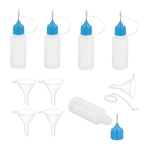 MECCANIXITY 5Pcs Needle Tip Squeeze Bottle, 15ml/0.51oz Glue Tip Applicator Bottles Plastic Liquid Glue Bottle for Paper Crafts, Painting, Oil, Ink(Blue, with 5 Funnel) - color: Blue, size: 15ml/0.51oz