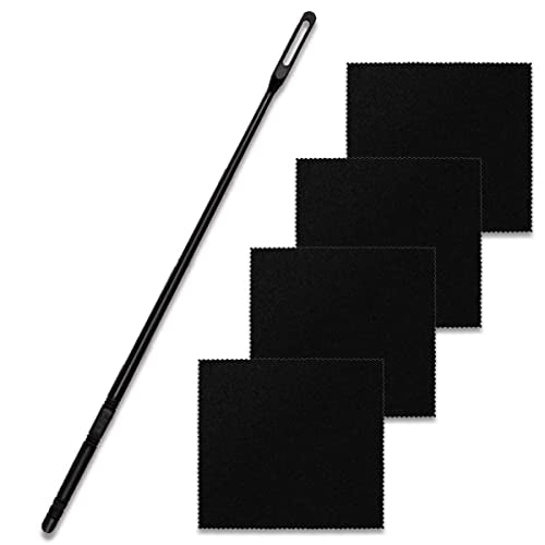 Flute Cleaning Kit Flute Cleaning Rod with 4pcs Flute Cleaning Cloth Flute Cleaning Swabs Flute Polishing Cloth Flute Stick Flute Cleaner Flute Cleaning Tools for Flute maintenance tools, black - color: Rod with 4pcs Flute Cleaning Cloth