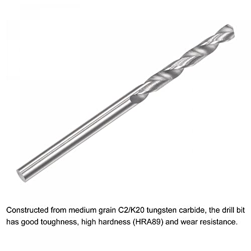 uxcell Solid Carbide Drill Bits, 2.4mm C2/K20 Tungsten Carbide Jobber Drill Bits Straight Shank Drilling Tool for Stainless Steel Aluminum Iron Metal Plastic 2pcs - size: 2.4mm