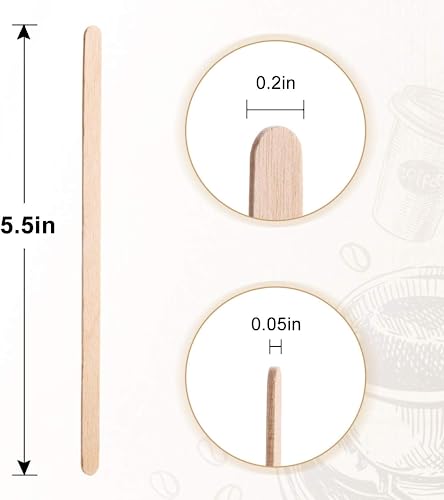 Wooden Coffee Stirrers 5.5" Coffee Stir Sticks 1000 Pcs, Natural Birch Round End Thick Birch Wood Eco-Friendly， Suitable for Coffee, Cocktail and Hot Drinks - color: Natural, size: 1000 Pack