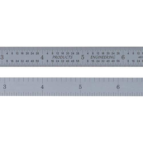 PEC Tools 24" Metal Ruler, Flexible, 4R Graduation, Inch Measuring Tool - color: Carbon Steel-Flexible, size: 24"