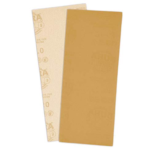 Dura-Gold 1/3 Sheet Gold Sandpaper Sheets, 400 Grit, Box of 20, Hook & Loop - size: 400-Grit