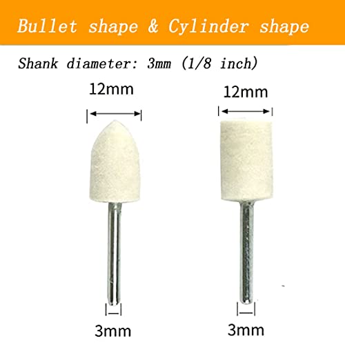 24 Pcs 1/8 Inch Shank Wool Felt Polishing Bit