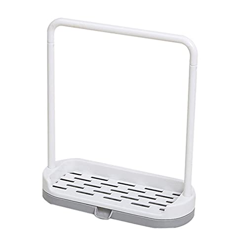 Kitchen Sink Sponge Holder with Dish Cloth Drying Rack, Rag Soap Rack Removable Sponge Brush Soap Dish Rack Sink Storage Organizer for Kitchen Countertop (Grey)