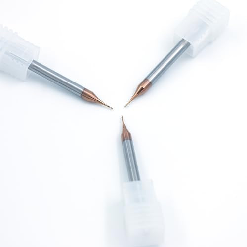 3PCS HRC60 2 Flutes Micro Carbide Flat End Mill 0.6mm Cutting Dia × 4mm Shank × 50mm OAL – Precision CNC Router Bit for Metal, PCB, Plastic, Mold Milling with ALTIN Coating - size: Cutting diameter 0.6mm
