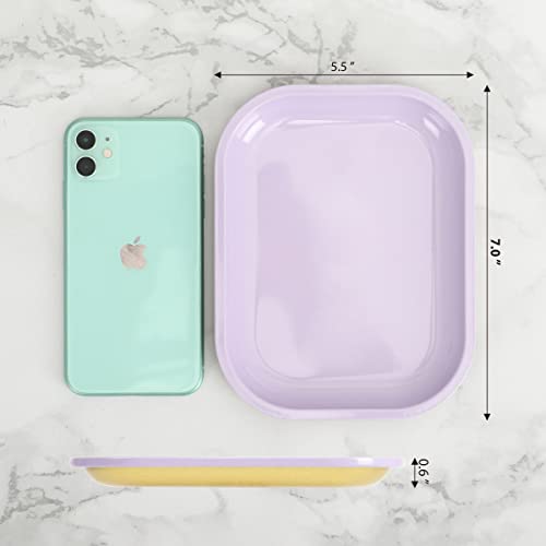 Metal Tray With Soft Magnetic Lid, Small Blank With Spill Proof Cover, Cute Purple, Perfect for Home and On-The-Go, 7" x 5.5" x 0.6" - color: Purple