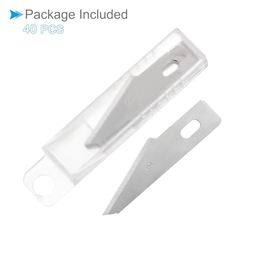 Craft Hobby Blades, #2 Manganese Steel Replacement Cutting Carving Blade Refill Hobby Knife Blades Set with Storage Case - (Applications: for Art Scrapbooking DIY), 40-Pieces