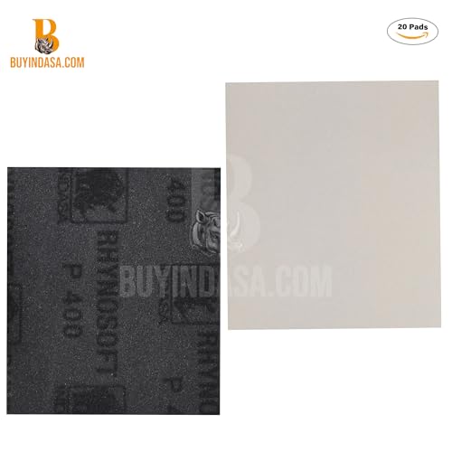 Indasa Rhynosoft Foam Sanding Pads - 4.5" x 5.5",Hook and Loop,180 Grit, Plusline, Flexible, Tear-Resistant, Ideal for Automotive, Wood, & Finishing (Pack of 20 Pads) - size: 180-Grit 20 Pads Plusline