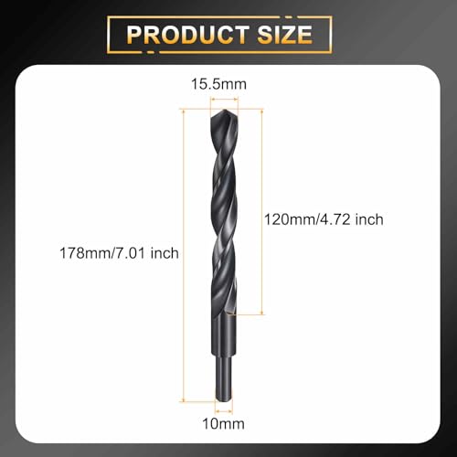 HARFINGTON 15.5mm Drill Bit 10mm Reduced Shank Round 4241 HSS 118° - size: 15.5mm, style: 10mm Shank