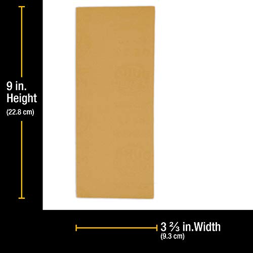 Dura-Gold 1/3 Sheet Gold Sandpaper Sheets, 150 Grit, Box of 20, Hook & Loop - size: 150-Grit