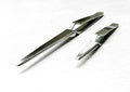 Set of 2 Tweezers Cross Lock Blunt Tips Self Locking Reverse Action Soldering By JTS