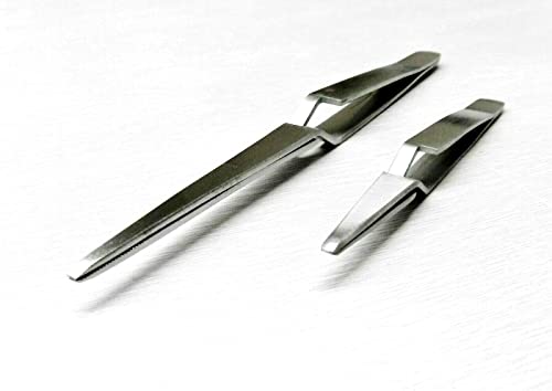 Set of 2 Tweezers Cross Lock Blunt Tips Self Locking Reverse Action Soldering By JTS