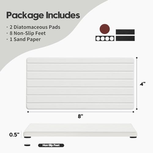 2Pack Quick Dry Water Absorbing Stone Drying Tray, Sink Mat, White 8“ x 4” - color: 2 Pack - White, size: 8" x 3.8"