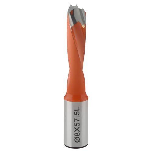 Carbide Tipped Brad Point Boring Bit 8mm Dia x 57.5mm Long - 10mm Shank, Left Hand Rotation for CNC Dowel Drilling - size: 8mm Dia x 57.5mm Long x 10mm Shank L