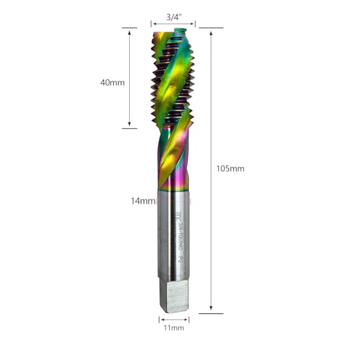 Tools DLC Coating Spiral Flute Taps High Speed Steel (HSSCo) 3 Flutes Tapping Tool Inch Taps Set 3/4-10UNC 1PCS - size: 3/4-10UNC Spiral Flute 1pcs