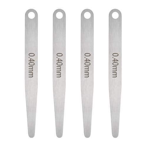 HARFINGTON 4pcs Metric Thickness Feeler Gauge 0.4mm Single Blade Oval Feeler Gauge 304 Stainless Steel Gap Measuring Tool for Repair Valve Guitar Spark Plug - size: 0.4mm