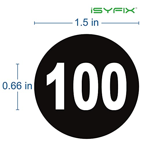iSYFIX Black Consecutive Number Stickers, 1 to 100, 1.5 Inch, 1 Set - color: Black, size: 1.5-inch