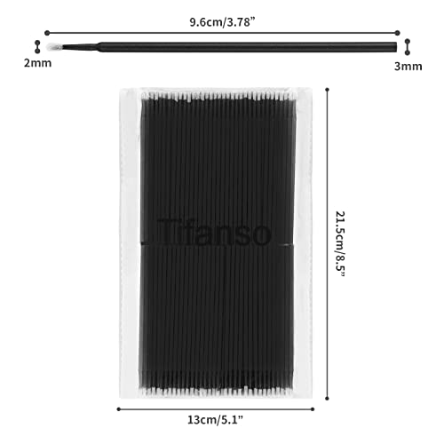 tifanso 400PCS Disposable Micro Cotton Swabs for Eyelash Extensions, Black - color: Black