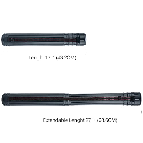 TRANSON Small Poster Tube Storage 17“ to 27” Extendable for Documents Blueprints Artworks Scrolls - color: 1 Pack-Black