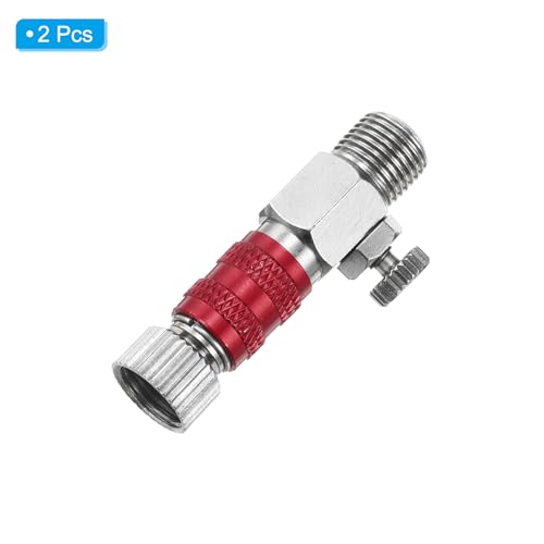 PATIKIL 1/8 Air Brush Connector Adapters, 2pcs Air Brush Quick Connect Air Brush Airflow Control Valve Quick Release Disconnect for Air Brush Hose, Red - color: Red