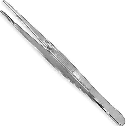 Thumb Dressing Forceps, Mulipurpose Tweezer Stainless Steel, Serrated Tip Straight 5.5 Inch - size: 5.5"
