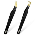 2 Pack Lash Tweezers, Professional Eyelash Tweezers, Black