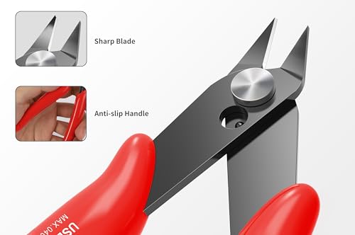 HongWay 10pcs Red 5" Micro Flush Cutters for Electronics Crafts - color: Red