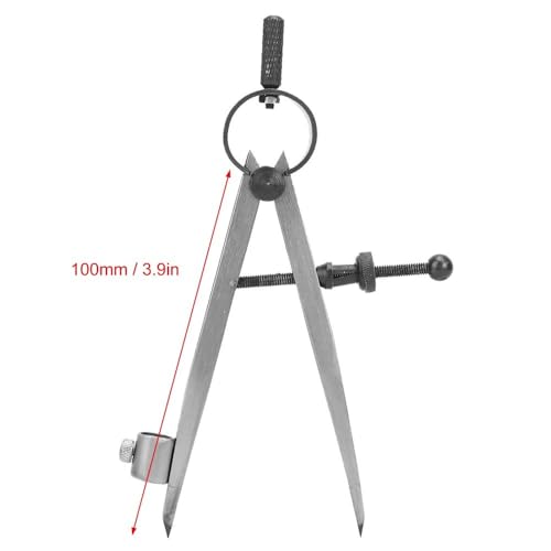 Drafting Compass with Pencil Fixer – Carbon Steel Precision Divider for Metalwork & Leather Craft, Rotating Scriber Tool for Accurate Line Drawing