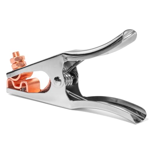 Spartan Power Welding Ground Clamp 400A Copper Plated Jaw, Braided Copper Shunt, Silver