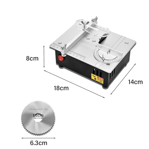 Precision Mini Electric Table Saw, DIY Hobby Handmade Woodworking Bench Cutting Machine Adjustable Cut Depth Small Desktop Saw for Miniature Wood Craft (Regular style) - style: Regular style