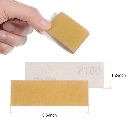 HARFINGTON 50pcs Micro Sander Paper 180 Grit 3.5x1.2 Inch Mini Sanding Sheets Strips Hook Loop Sandpapers for Wood Metal Small Projects Tight Spaces Polish Work - size: 180 Grit