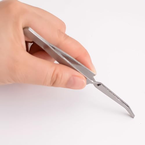 WANDIC 6 Pcs Cross Locking Tweezers, Bent Reverse Action Stainless Steel Tweezers for Electronics Laboratory Jewelry Craft