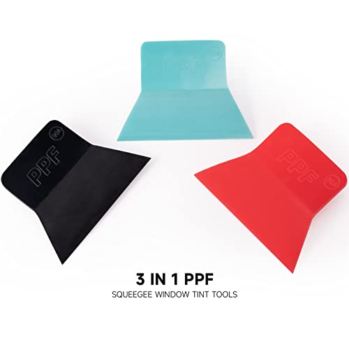 FOSHIO PPF Squeegee Vinyl Wrap Tool, 3 In 1 Different Hardness Anti-Scratch Rubber Scraper Soft TPU Mini Squeegee Window Tint Tool for Paint Protection Film, Squeegee for Window Cleaning - color: Multicolor