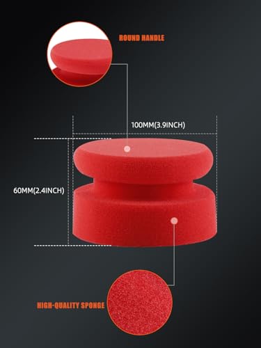 SPTA Tire Shine Applicator, 6Pcs Foam Applicator Pads, Round Shape Side Pressing Hand Polishing Sponge Pads Kit Tire Shine Applicator Pad Tire Dressing Applicator Pad for Applying Tire Shine - color: 6pcs Foam Applicator Pads