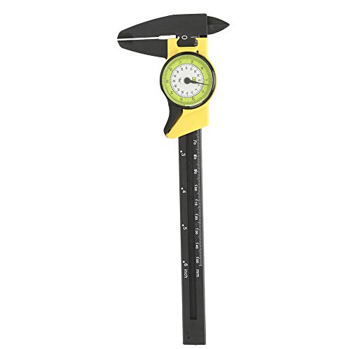 0-150Mm Plastic Dial Vernier, Caliper Measuring Tool Plastic Dial Caliper Caliper Ruler Roofessional Measure Tool (Yellow (Imperial))