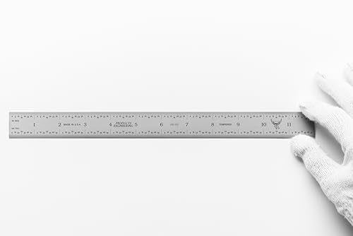 PEC Tools Metal Ruler, 12"/300mm, Made in USA - color: Carbon Steel-Rigid, size: 12"/300mm