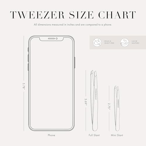 Tweezerman Mini Slant Tweezer – Tweezerman Tweezers for Eyebrows Classic - color: Stainless Steel, Green Tea, Apple, Blooming Lilac, Lavender, Flamingo Pink, Rose Gold