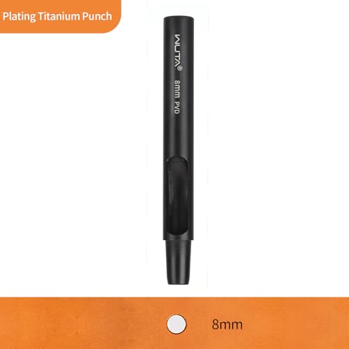 WUTA PVD Coated Leather Hole Punch, High-Carbon Steel Precision Round Punches for Belt & Watch Strap Making, Rust-Resistant Sharp Edge Craft Tools (1pc 8mm Hole Punch) - size: 8mm