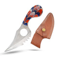 Handmade Fixed Blade Skinner Knife, 7.25 Inch Overall, 4.25 Inch Stainless Steel Half Serrated Blade, Resin Handle, with Leather Sheath (BLP) - color: BLP